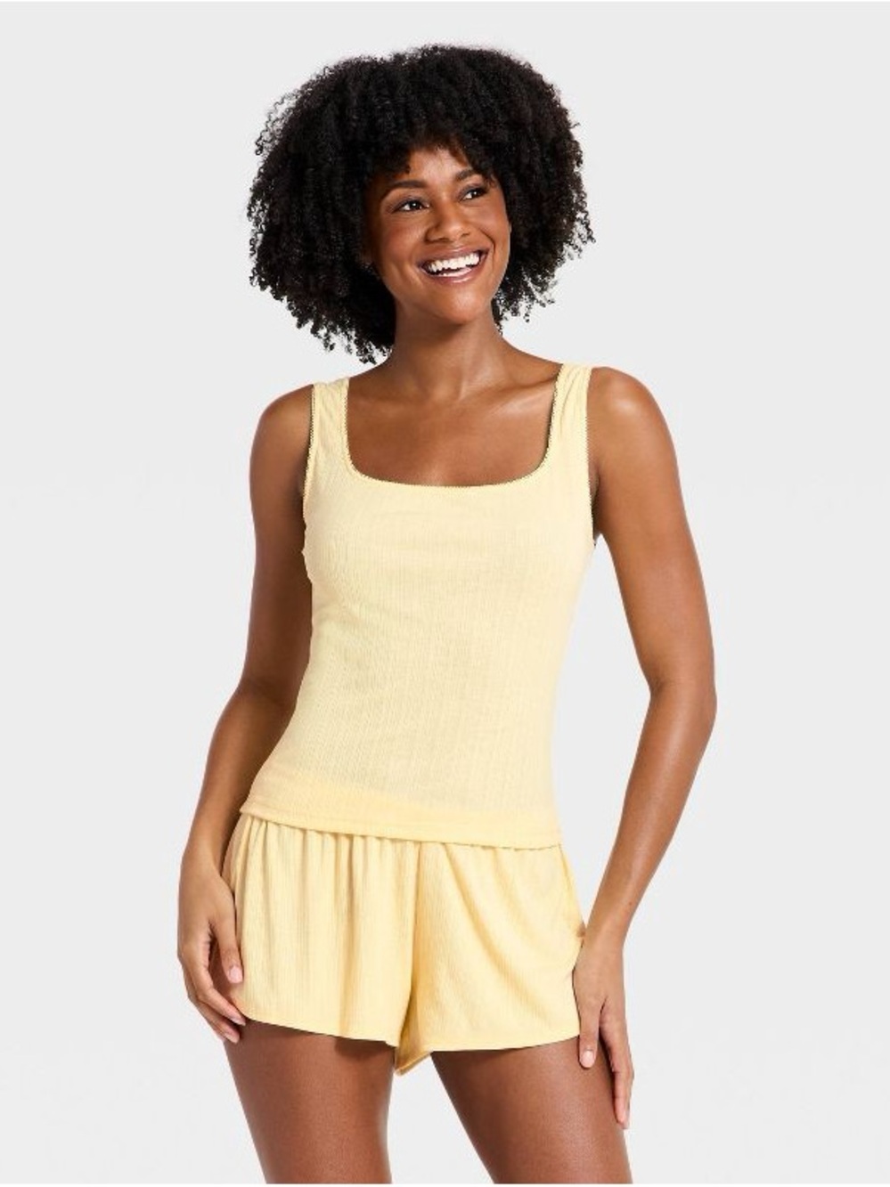 Women's Ribbed Cooling Jersey Tank Top - Auden Yellow XL HEIQ Smart Temp Cooling